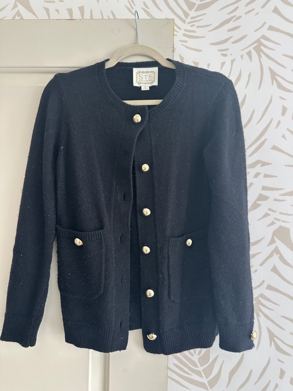 Sail to Sable Black Cardigan with Gold Buttons